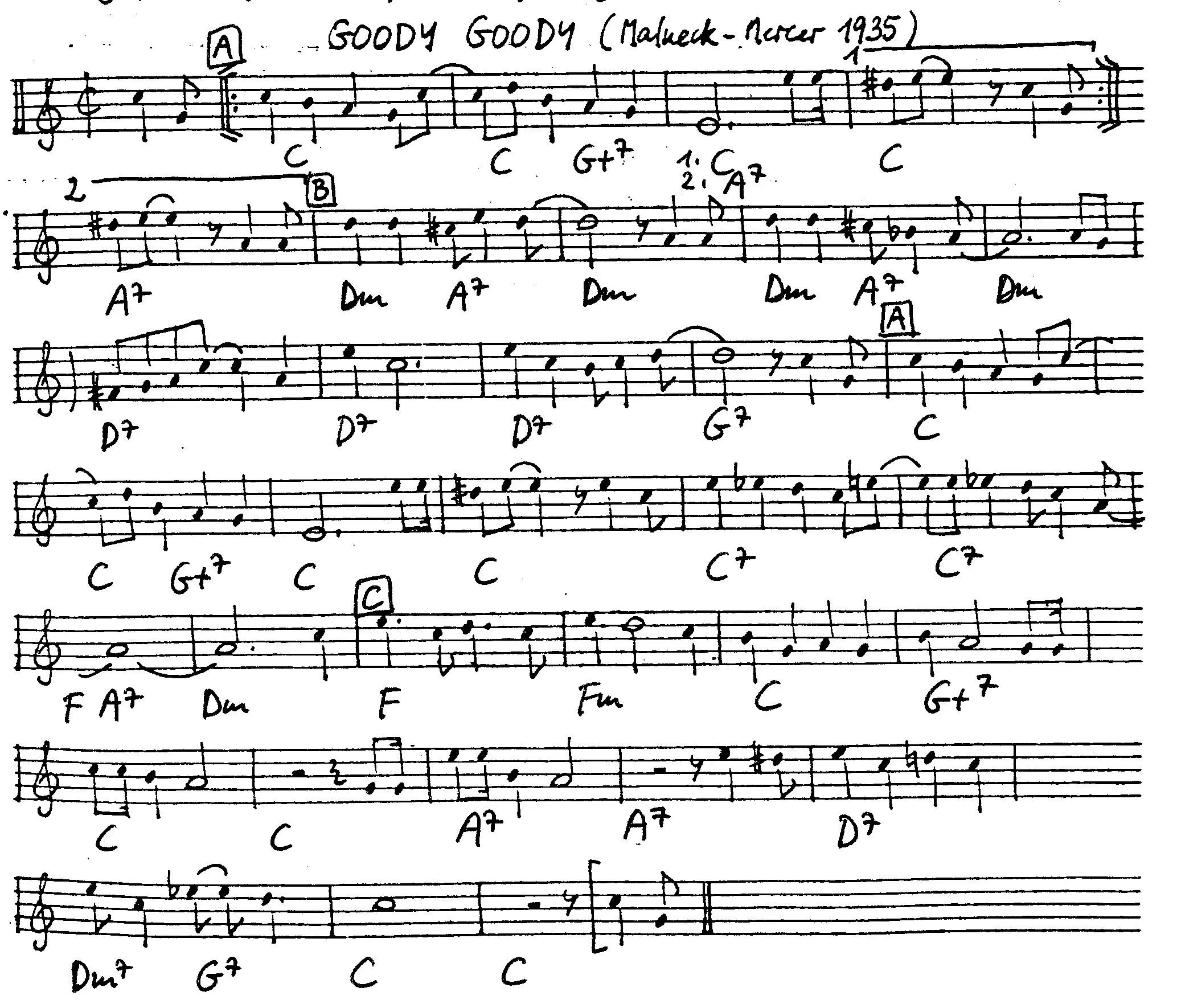 goody goody free jazz leadsheet - Courtesy of the Jungle Jazz Band